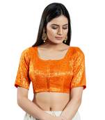 Orange Brocade Plain Readymade Blouse