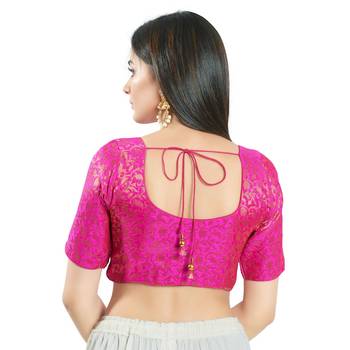 Padded Brocade Round Neck Blouse 2