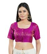 Padded Brocade Round Neck Blouse