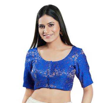 Padded Brocade Round Neck Blouse 1