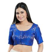 Padded Brocade Round Neck Blouse