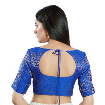 Padded Brocade Round Neck Blouse 2