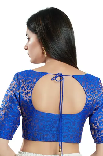 Padded Brocade Round Neck Blouse