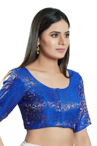 Padded Brocade Round Neck Blouse