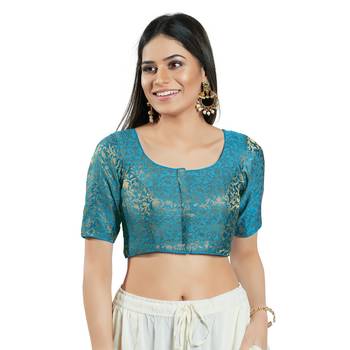 Padded Brocade Round Neck Blouse 1