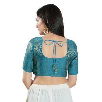 Padded Brocade Round Neck Blouse 2