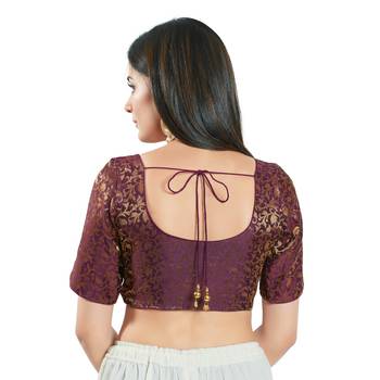 Padded Brocade Round Neck Blouse 2