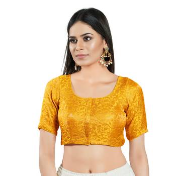 Padded Brocade Round Neck Blouse 1
