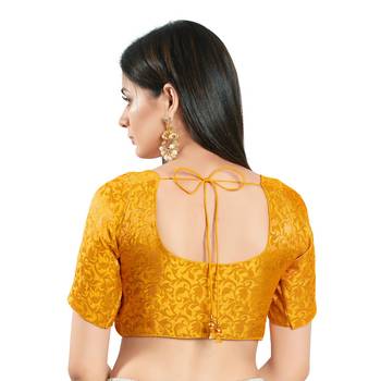 Padded Brocade Round Neck Blouse 2