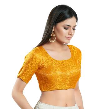 Padded Brocade Round Neck Blouse 3
