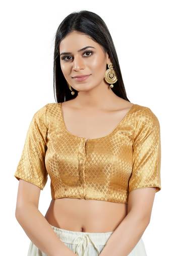 Padded Brocade Round Neck Blouse