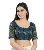 Padded Brocade Round Neck Blouse