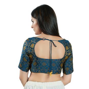 Padded Brocade Round Neck Blouse 2