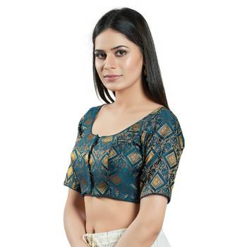 Padded Brocade Round Neck Blouse 4