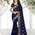Navy Blue Embroidered Faux Georgette Saree With Blouse