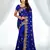 Navy Blue Chiffon Embroidered Party Wear Saree with Blouse