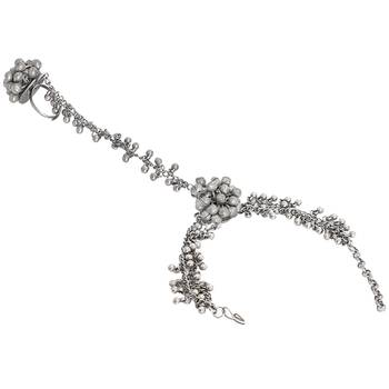 Hand harness silver haath phool, bracelet with adjustable ring | indian ethnic oxidized haath phool | boho jewelry 2
