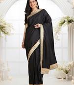 Black Jacquard Lace Georgette  Saree With Blouse