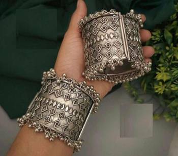 Oxidised ghungroo kada antique bangles cuff silver plated hand bracelet indian hand jewellery hand bangles jewelry 1