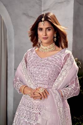 Purple Net Lehenga Choli With Embroidered Work 6