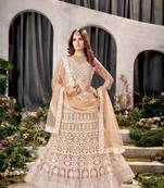 Brown Net Lehenga Choli With Embroidered Work