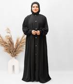 Front Open Chunat Abaya in Black Color With Hijab