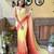 Yellow georgette with crush pattern saree with satin blouse pcs