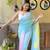 Blue georgette with crush pattern saree with satin blouse pcs