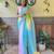 Blue georgette with crush pattern saree with satin blouse pcs