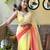 Yellow georgette with crush pattern saree with satin blouse pcs