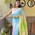 Blue georgette with crush pattern saree with satin blouse pcs