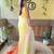 Yellow georgette with crush pattern saree with satin blouse pcs