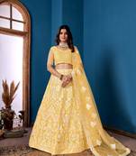 Yellow Net Lehenga Choli With Embroidered Work