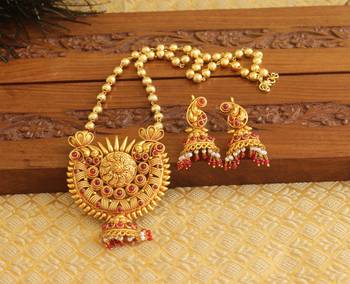 Gold platted geru polish mango necklace set 1