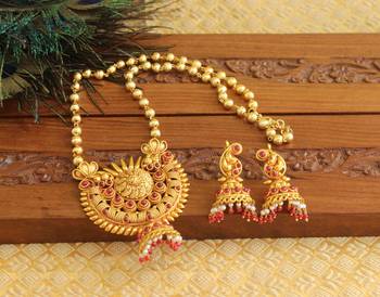 Gold platted geru polish mango necklace set 3