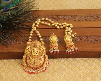 Gold platted geru polish temple necklace set 2
