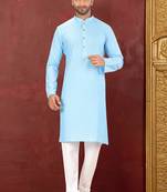 Ranak Sky Blue Muslin Cotton Kurta Pajama