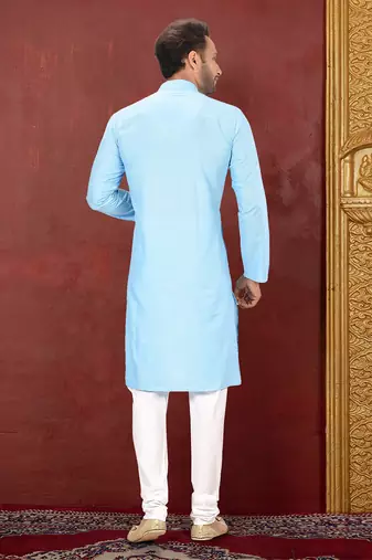 Ranak Sky Blue Muslin Cotton Kurta Pajama