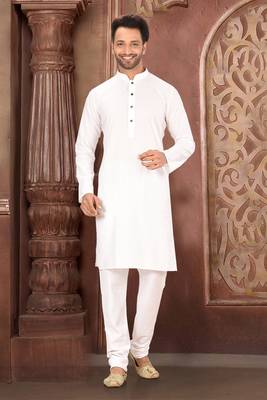 Ranak White Muslin Cotton Kurta Pajama 1
