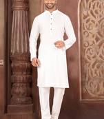 Ranak White Muslin Cotton Kurta Pajama