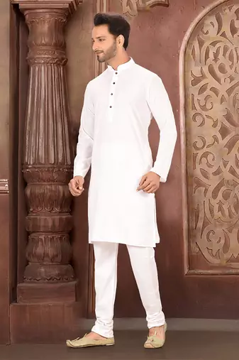 Ranak White Muslin Cotton Kurta Pajama