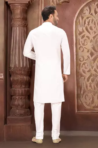 Ranak White Muslin Cotton Kurta Pajama