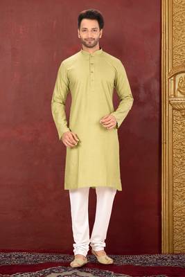 Ranak Olive Muslin Cotton Kurta Pajama 1