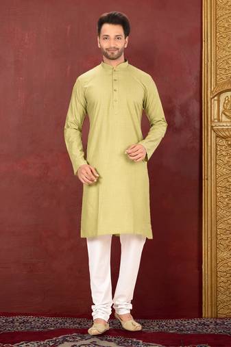Ranak Olive Muslin Cotton Kurta Pajama