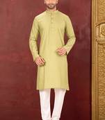 Ranak Olive Muslin Cotton Kurta Pajama