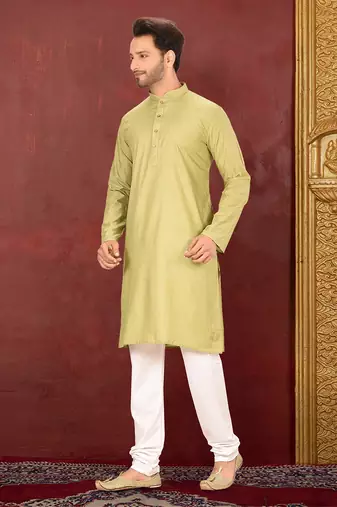 Ranak Olive Muslin Cotton Kurta Pajama