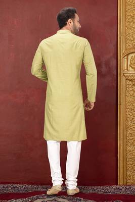Ranak Olive Muslin Cotton Kurta Pajama 3