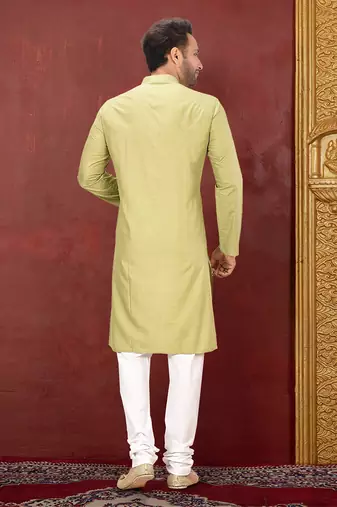 Ranak Olive Muslin Cotton Kurta Pajama