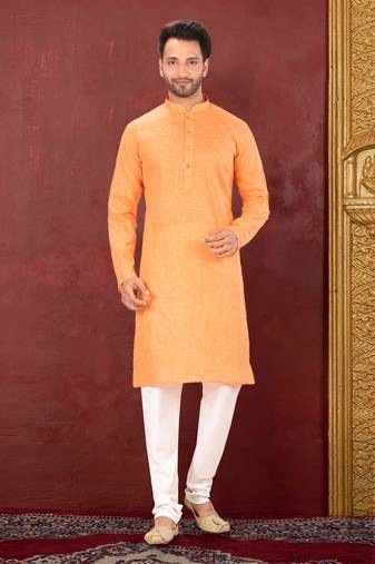 Ranak Orange Cotton Kurta Pajama