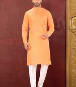 Ranak Orange Cotton Kurta Pajama